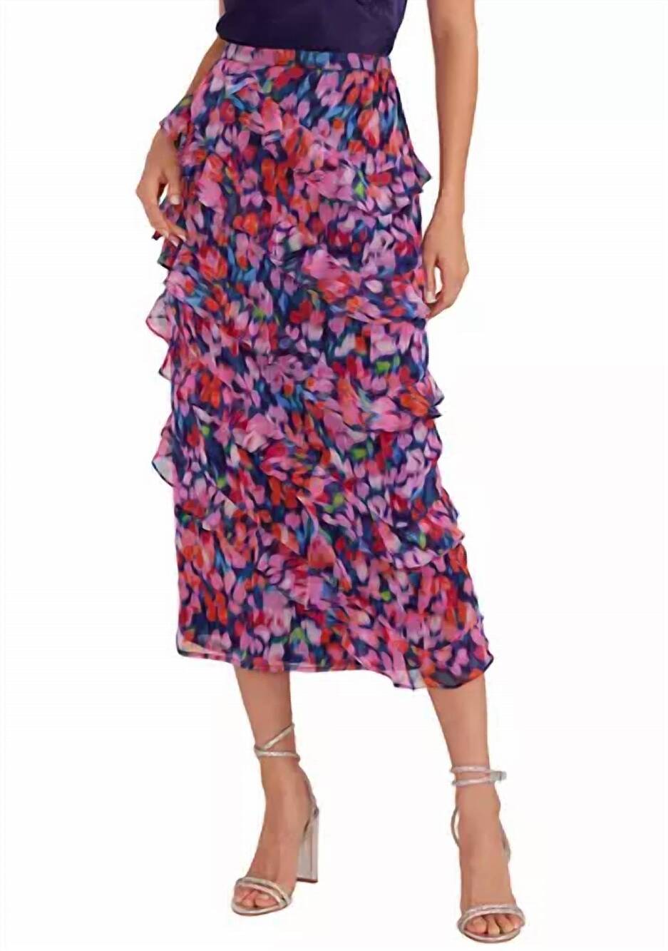 NEW MINKPINK calista frill midi skirt in pink